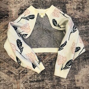 Anthropologie Cream and Pink Sweater